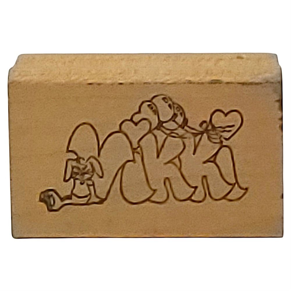 VTG Art Impressions‎ Vikki Rubber Stamp 1"x1.5" Bubble Letters Name Wood Mounted